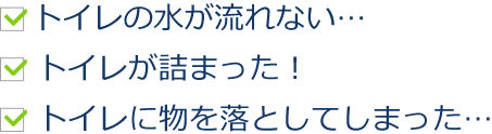 トイレの水が流れない… トイレが詰まった！ トイレに物を落としてしまった…